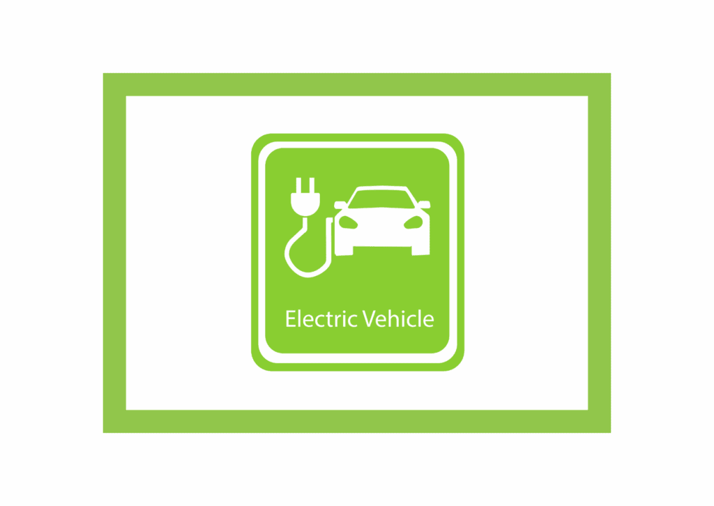 Panneau vert représentant une voiture électrique